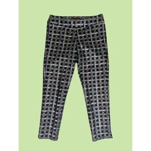 Krazy Larry Pull-On Pants 4 Black Silver Metallic‎ plaids  Women’s